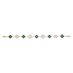 14K Gold Floral Diamond & Gemstone Bracelet | Elegant Clover Design