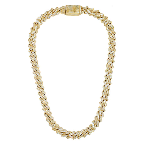 Luxury Defined 14K Solid Gold Cuban Chain with Natural Diamonds.