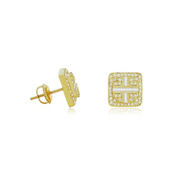 Classic Glamour: Square Stud Earrings in 10K Gold