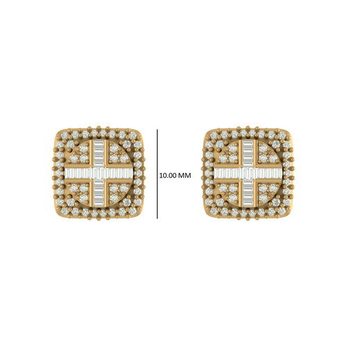 Classic Glamour: Square Stud Earrings in 10K Gold