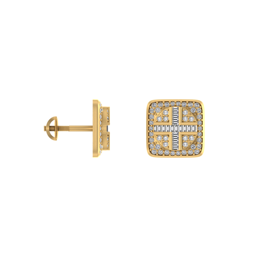 Classic Glamour: Square Stud Earrings in 10K Gold