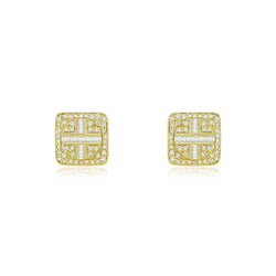 Classic Glamour: Square Stud Earrings in 10K Gold