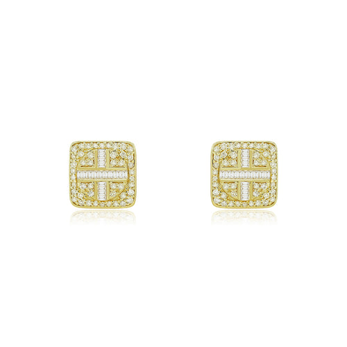 Classic Glamour: Square Stud Earrings in 10K Gold