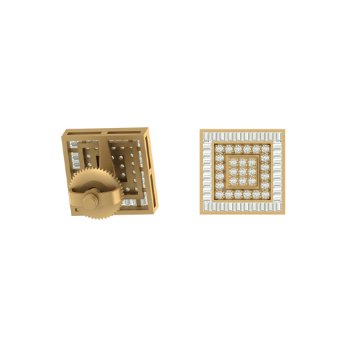 Square Brilliance  10K Gold Stud Earrings