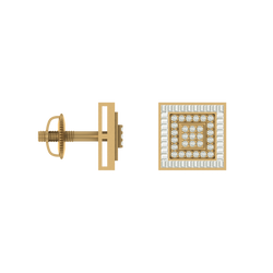 Square Brilliance  10K Gold Stud Earrings