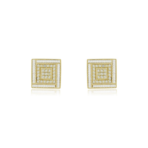 Square Brilliance  10K Gold Stud Earrings