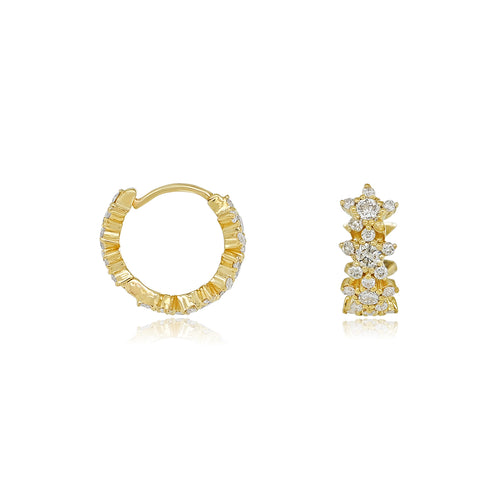 Chic Radiance: 14K Gold Fashionable Hoop Earrings