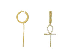 Swinging Serenity: A Dance of Elegance Dangle Cross Earring