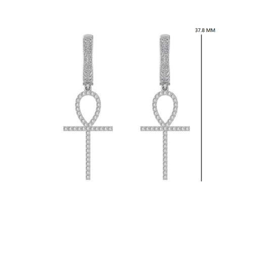 Swinging Serenity: A Dance of Elegance Dangle Cross Earring