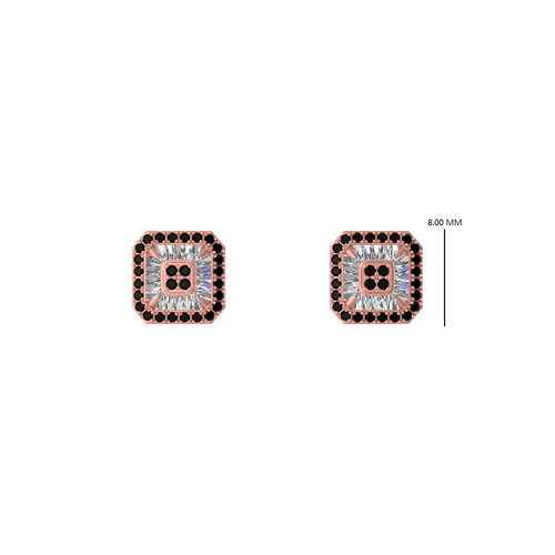 Mocha Opulence  Brown & White Diamond Square Bliss Earrings