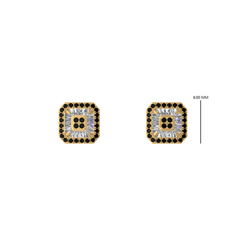 Mocha Opulence  Brown & White Diamond Square Bliss Earrings