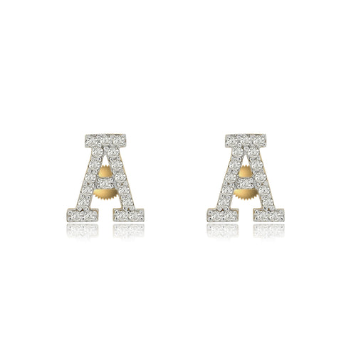 Initial A to z Stud screw back Earrings