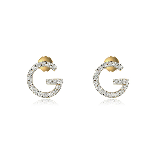 Initial A to z Stud screw back Earrings