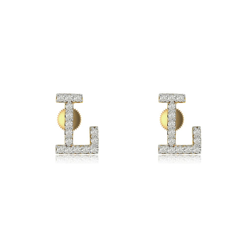 Initial A to z Stud screw back Earrings