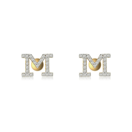 Initial A to z Stud screw back Earrings