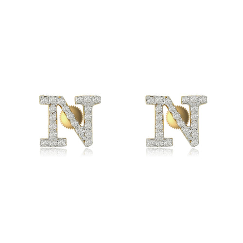 Initial A to z Stud screw back Earrings