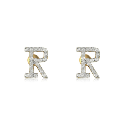 Initial A to z Stud screw back Earrings