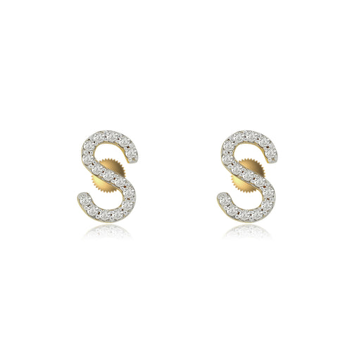 Initial A to z Stud screw back Earrings