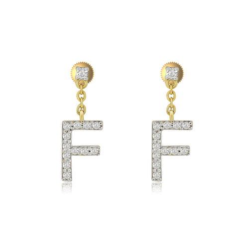 Sparkling 14K Gold Initial A to T Dangle Drop Earrings