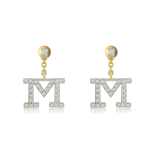 Sparkling 14K Gold Initial A to T Dangle Drop Earrings