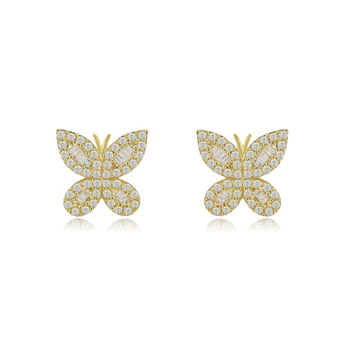 Golden Wings Elegant 14K Gold Butterfly Earrings