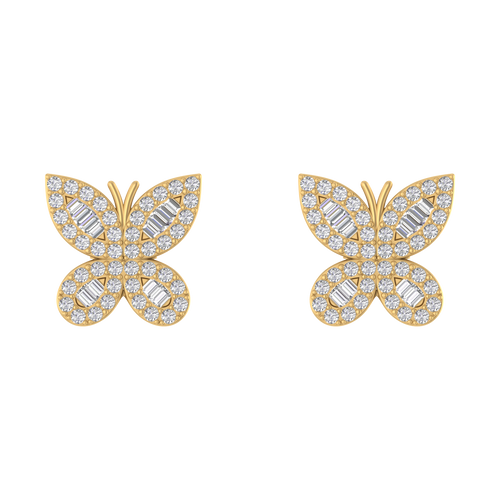 Golden Wings Elegant 14K Gold Butterfly Earrings