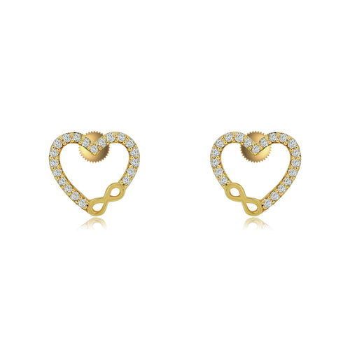 Open Heart for love 14k screw back Studs