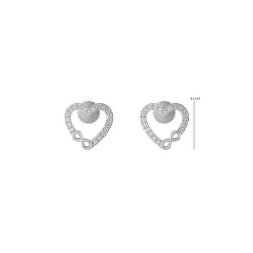 Heart shape infinity screback sterling silver Natural diamonds earring