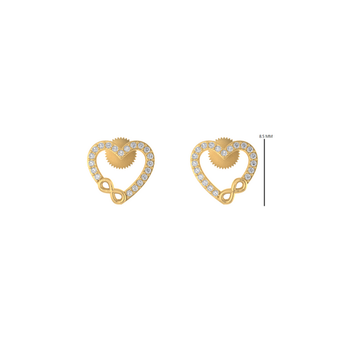 Open Heart for love 14k screw back Studs