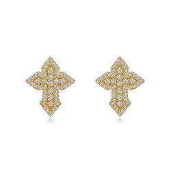 14K Gold Cross Screw back Earring Studs