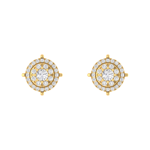 Modern 14K Gold Round Stud Earrings