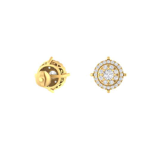 Modern 14K Gold Round Stud Earrings