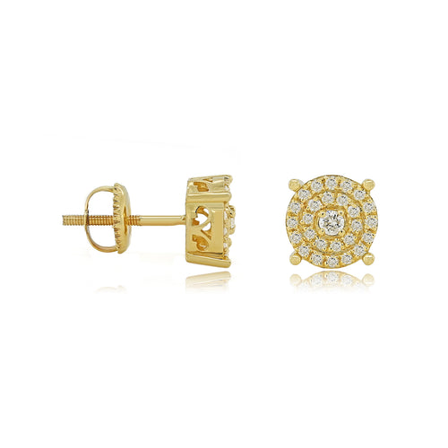 14K Gold Round Stud Earrings