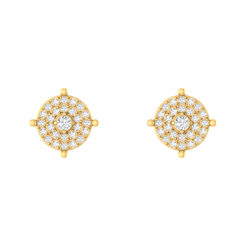 14K Gold Round Stud Earrings