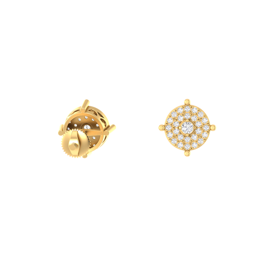 14K Gold Round Stud Earrings