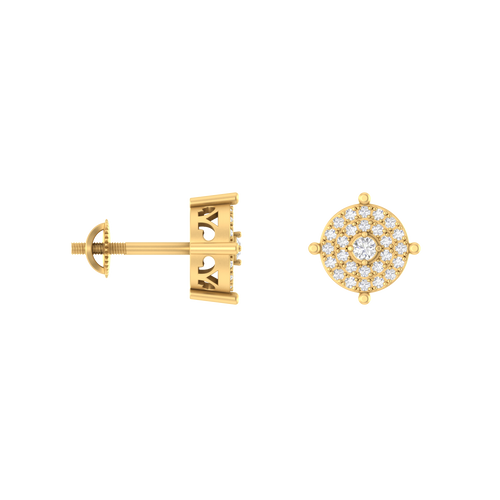 14K Gold Round Stud Earrings