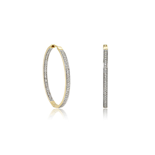 Glamorous 14K Gold In Out Hoop Earrings