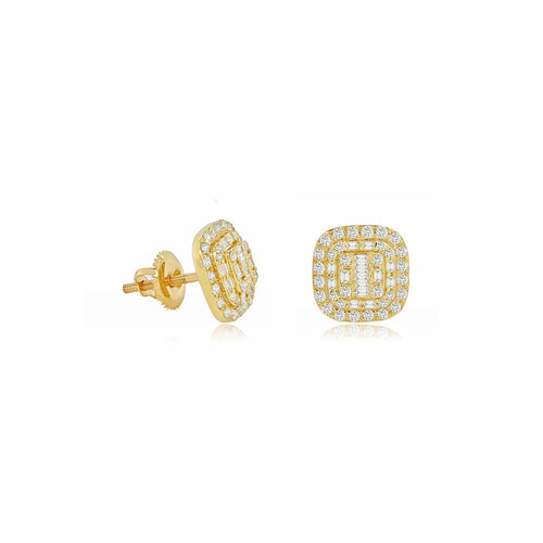 14K Gold Square Earrings That Shine with Natural Diamonds