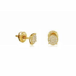 10K GOLD PAVE DIAMOND STUD EARRINGS – CLASSIC ROUND CLUSTER DESIGN