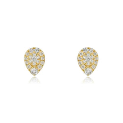 14K Gold Teardrop Diamond Stud Earrings | Elegant Pave Design