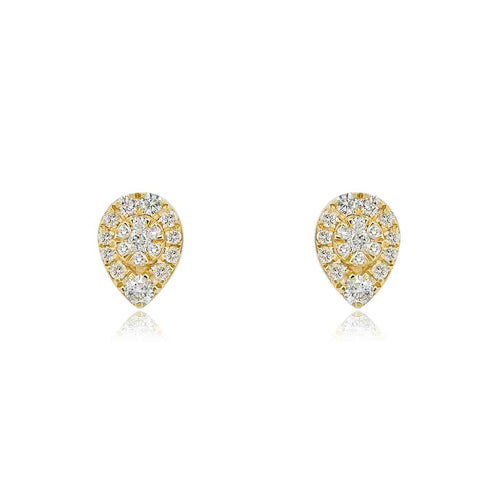 14K Gold Teardrop Diamond Stud Earrings | Elegant Pave Design