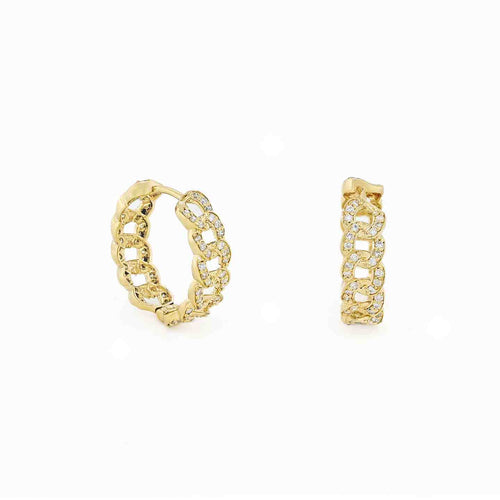 14K Gold Chain-Link Diamond Hoop Earrings | Bold & Elegant