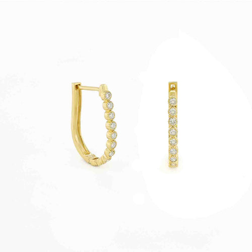 14K Gold Diamond Hoop Earrings | Elegant Classic Design