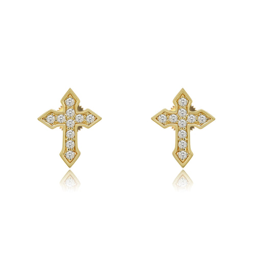 14k screwback Cross Solid Gold earring