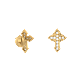 14k screwback Cross Solid Gold earring