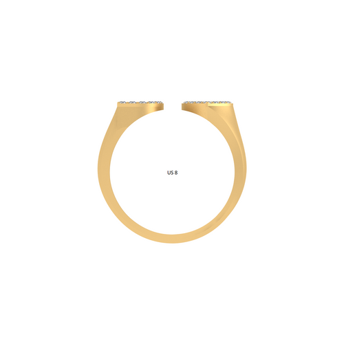 Golden Adoration: Heart-Shaped Initial D Ring in 14K Gold with Diamonds