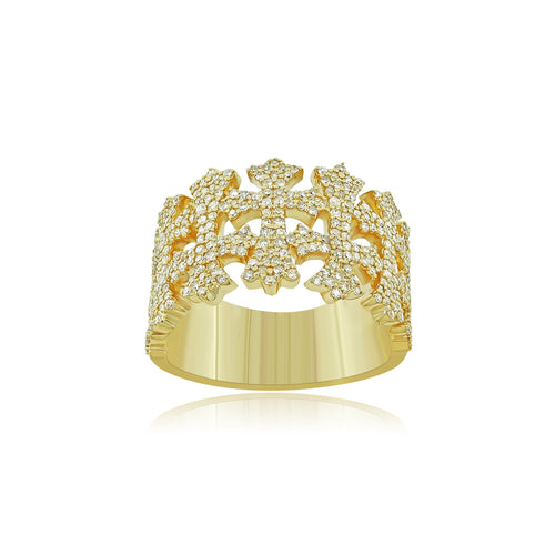 Graceful Radiance: Modern 14K Gold Cross Ring for Timeless Elegance