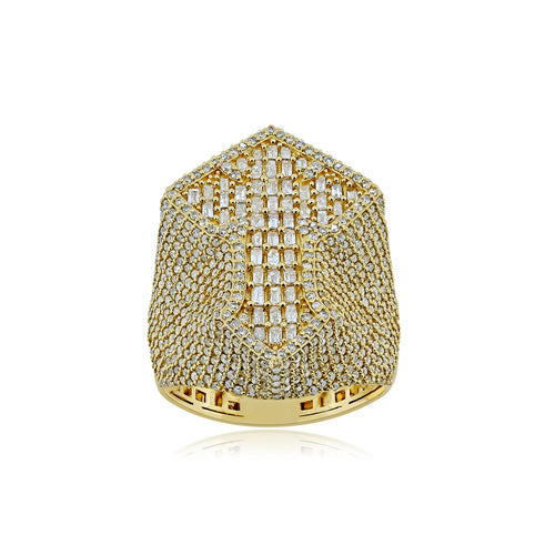 Divine Masculinity: Men's 14K Solid Gold Cross Ring with Natural Diamonds