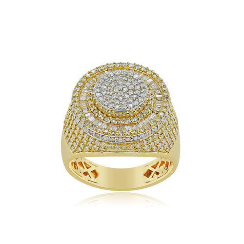 Gentleman's Brilliance: 14K Solid Gold Ring with Natural Diamonds for Men