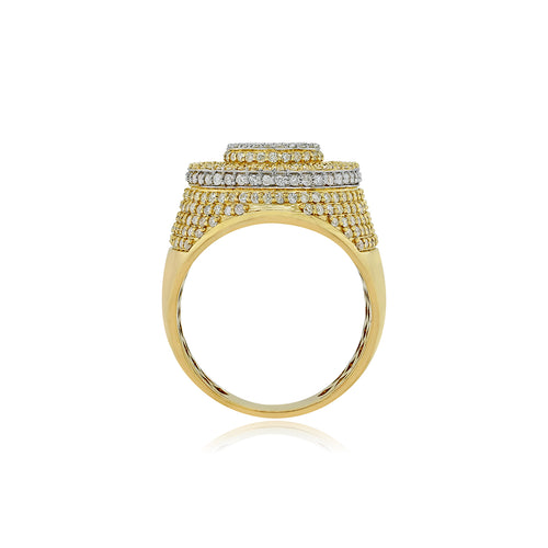 Gentleman's Brilliance: 14K Solid Gold Ring with Natural Diamonds for Men